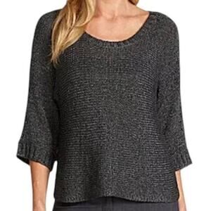 Eileen Fisher Sweater Gray Open Knit Dolman Tunic Women S